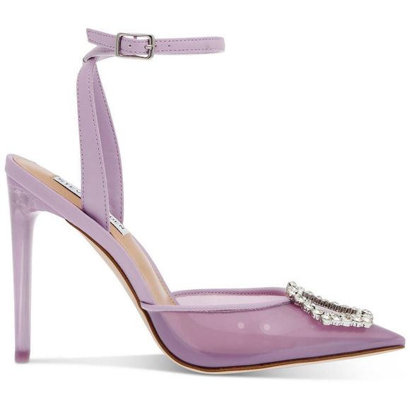 Steve Madden Womens Amory Pink Satin Jeweled Ankle Strap Pumps Shoes NWT - Picture 2 of 2